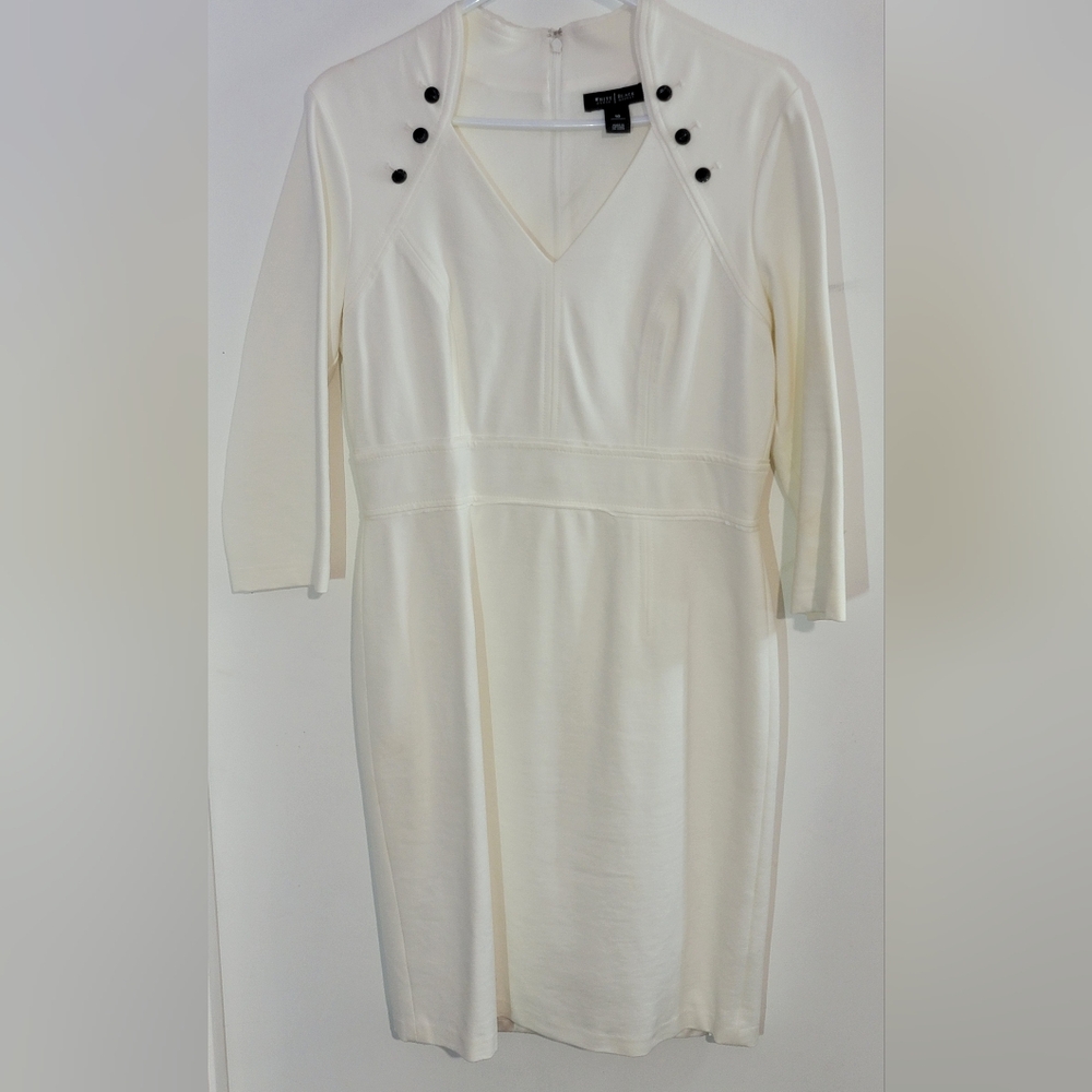 WHBM White V-neck Pointe Military Style Dress Size 10
